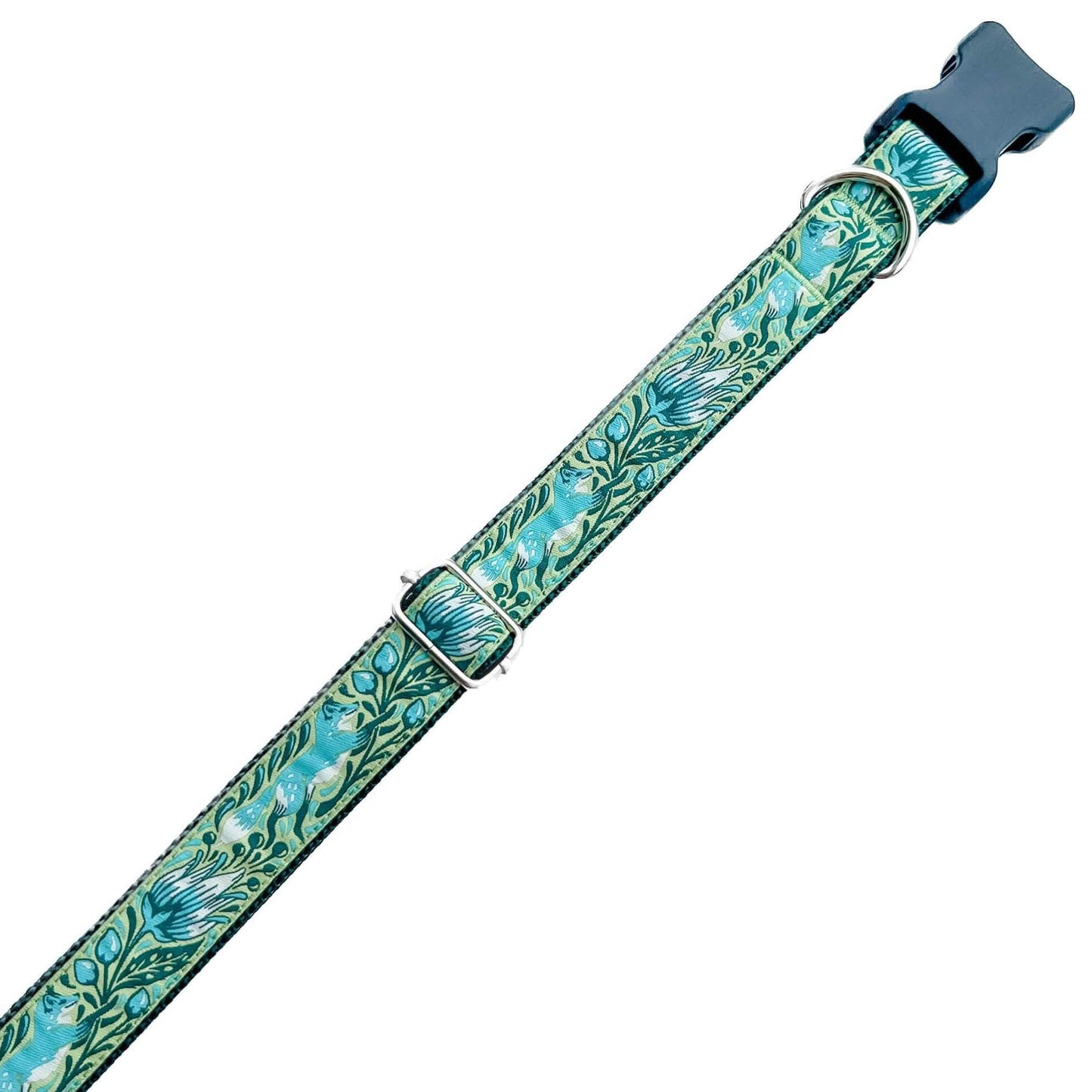 Foxy Floral Blue and Green Dog Collar