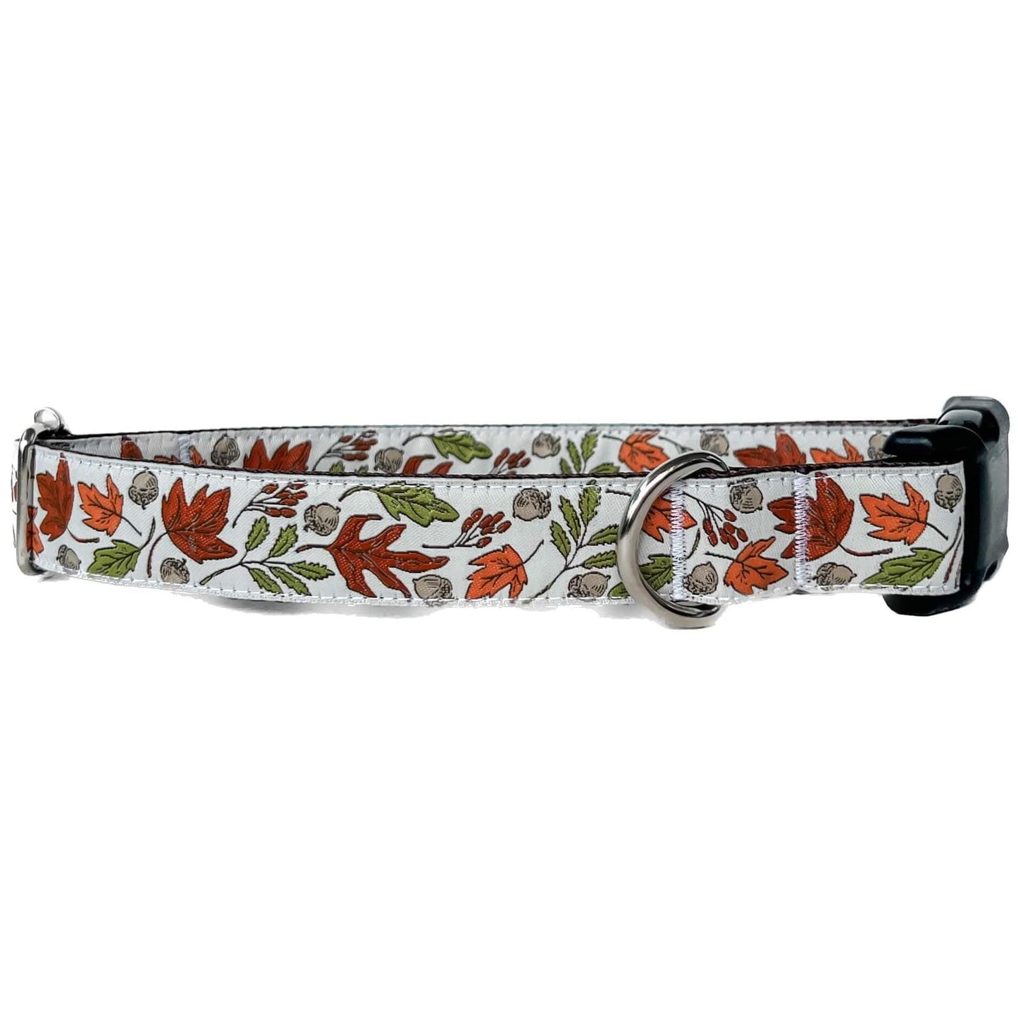 Fall Leaves On White Dog Collar
