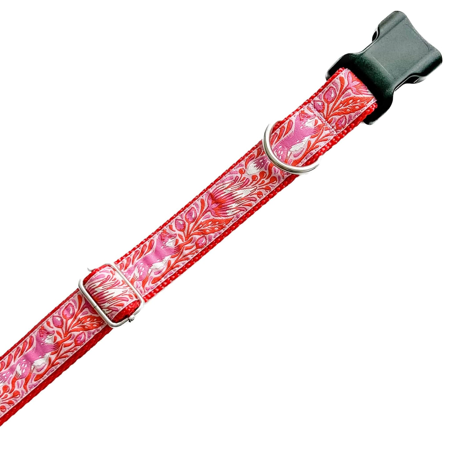 Foxy Floral Pink and Red Dog Collar