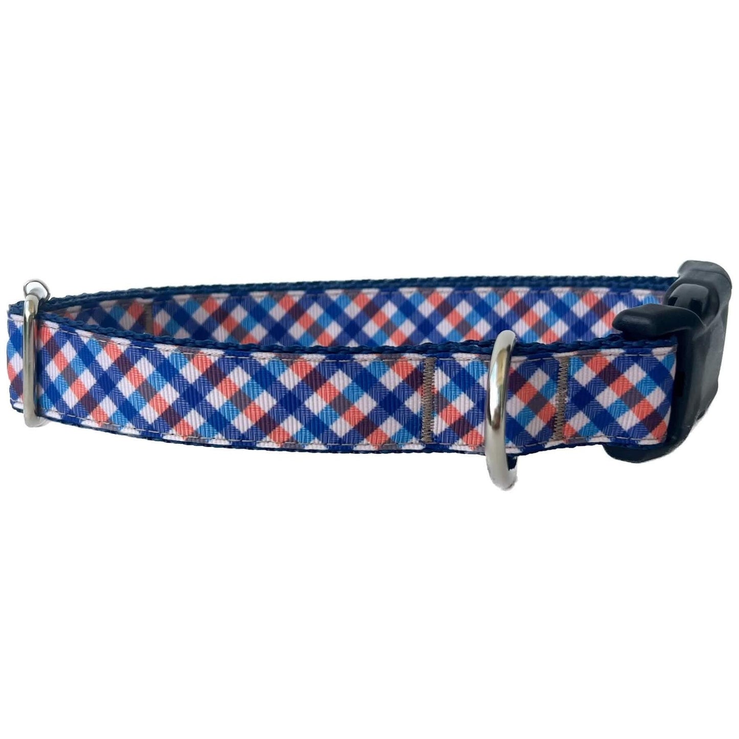 Navy Blue and Orange Plaid Everyday Dog Collar