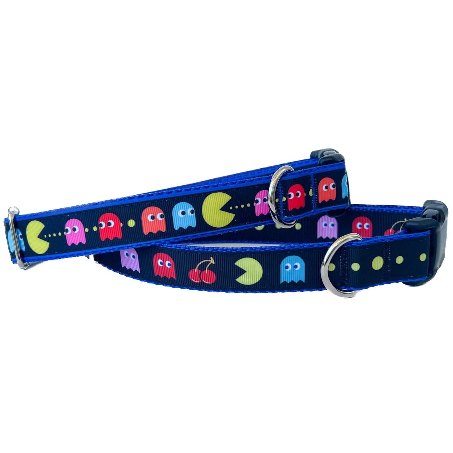 Pac-Man Inspired Everyday Dog Collar with and without Cherries