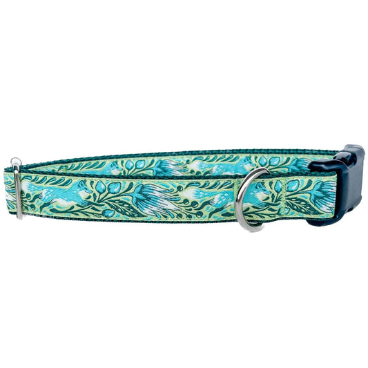 Foxy Floral Blue and Green Dog Collar