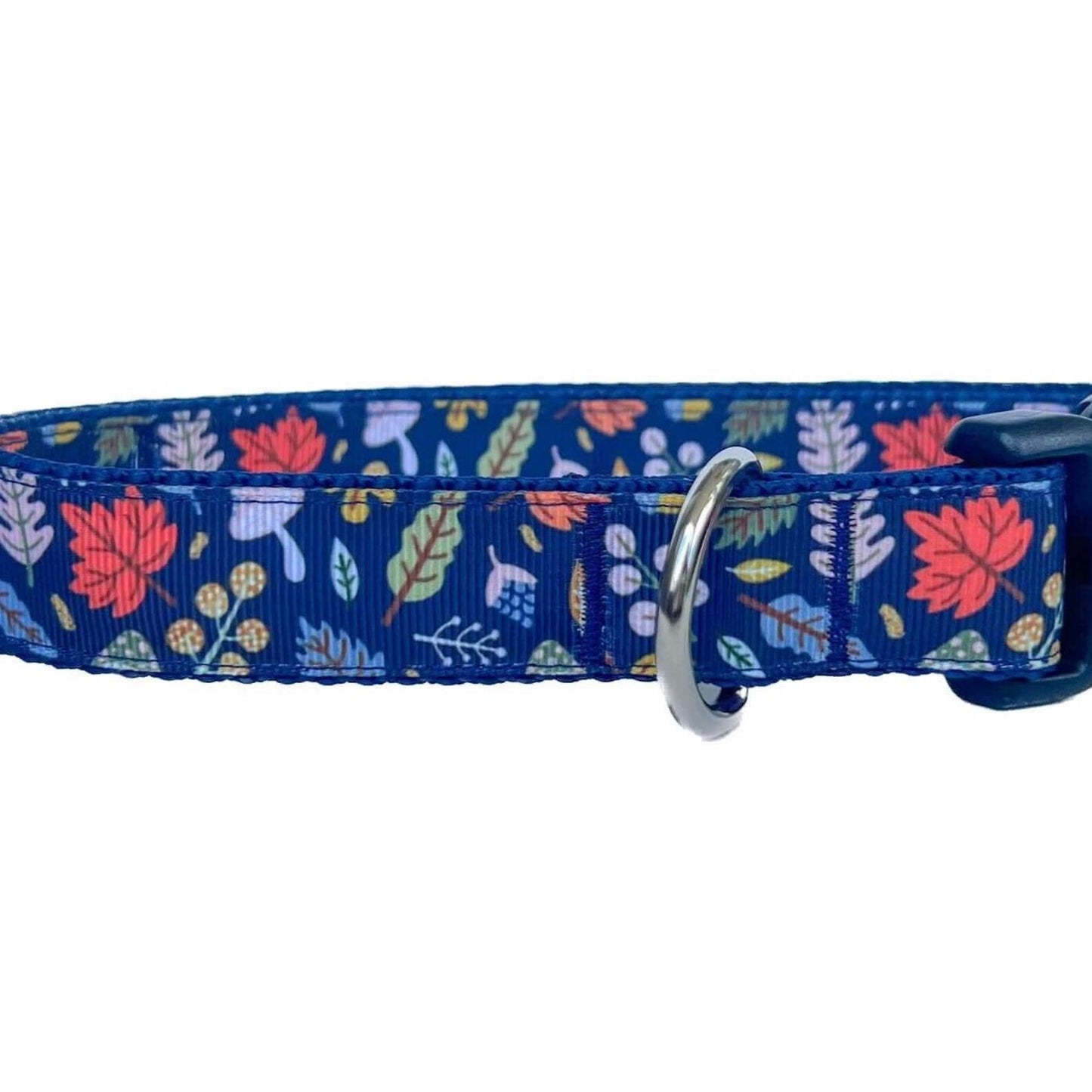 Fall Leaves On Navy Dog Collar