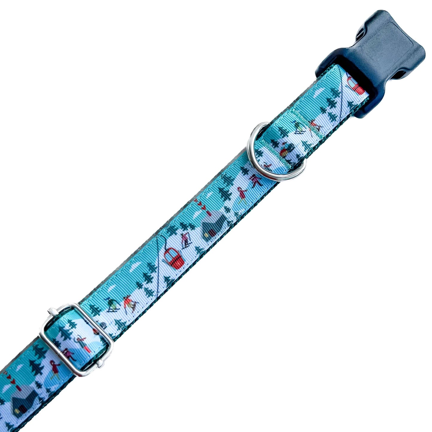 Holiday Snowy Ski Scene Winter Dog Collar