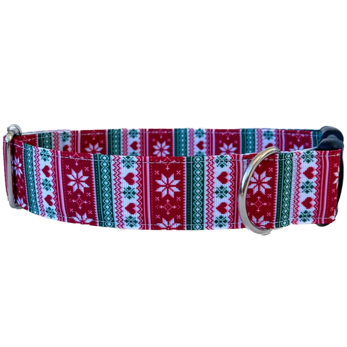 Holiday Red and Green Striped Sweater Print Dog Collar