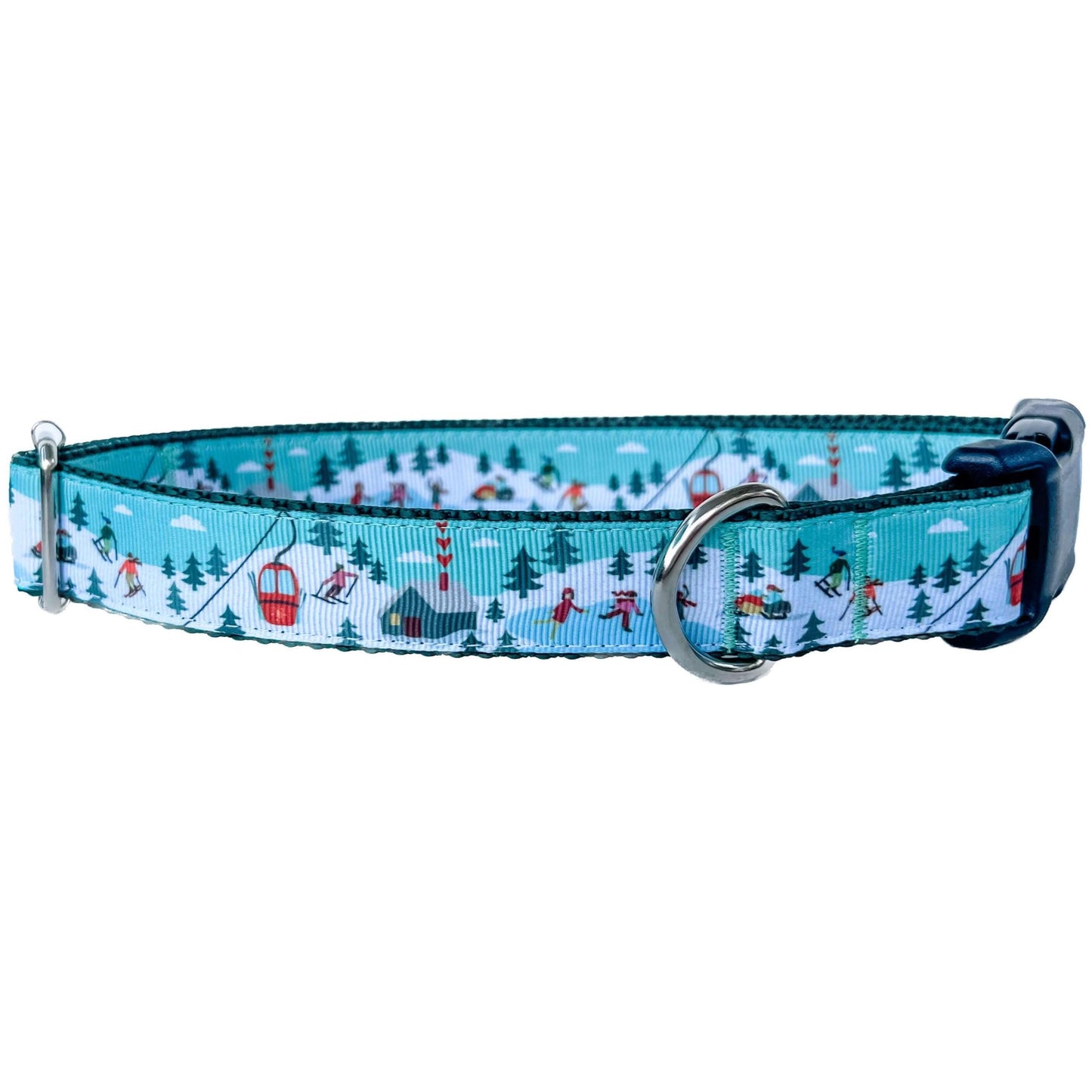 Holiday Snowy Ski Scene Winter Dog Collar