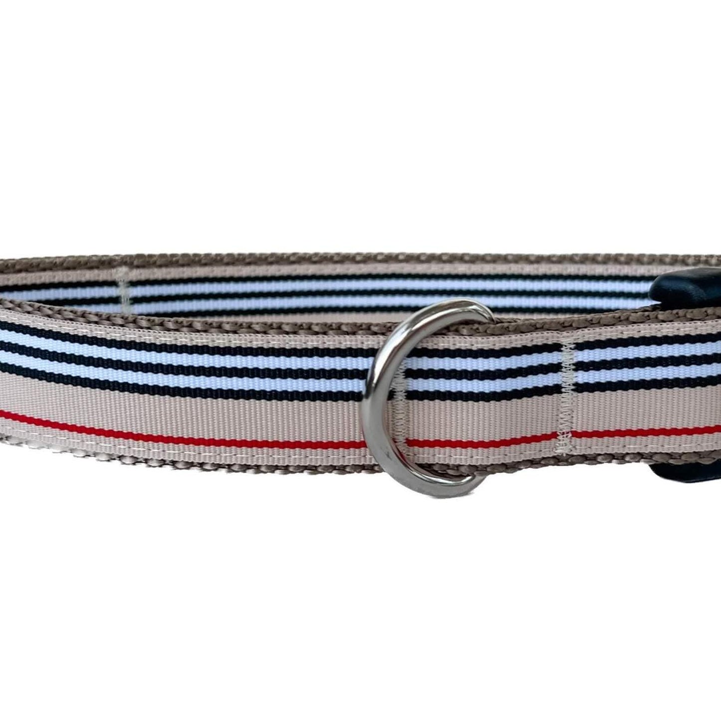Black, White and Red Stripes on Tan Everyday Dog Collar