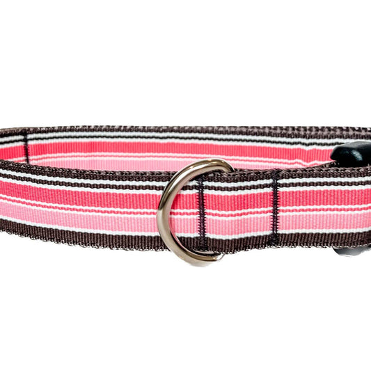 Pink, White and Brown Stripes Every Dog Collar