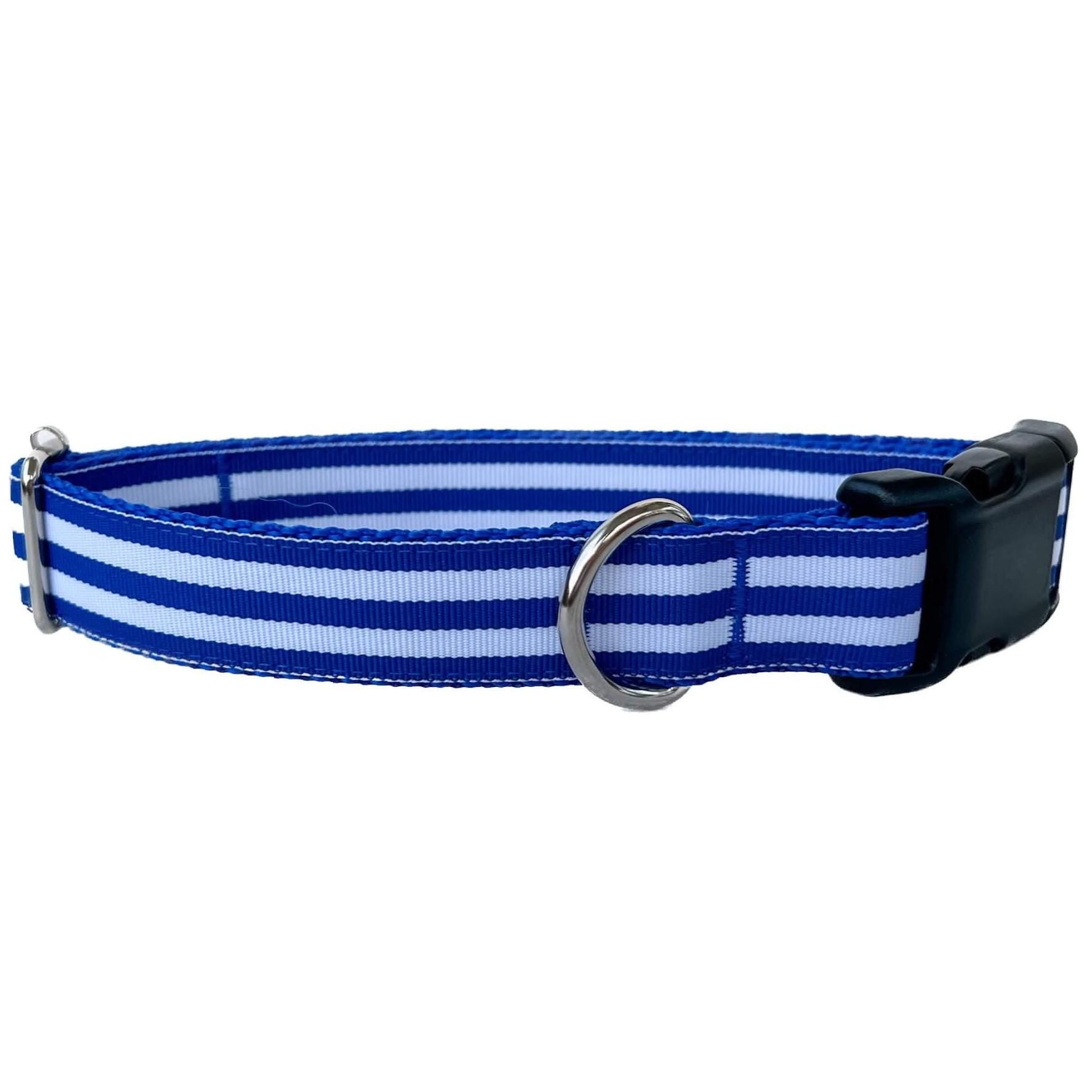 Royal Blue and White Stripes Everyday Dog Collar