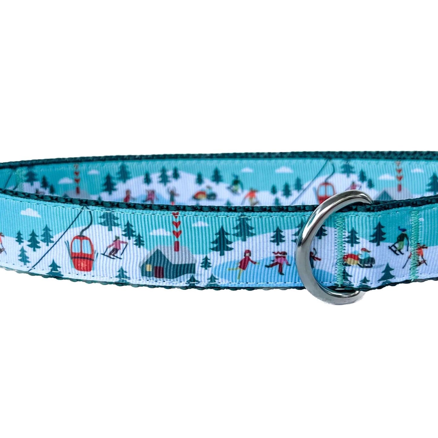 Holiday Snowy Ski Scene Winter Dog Collar