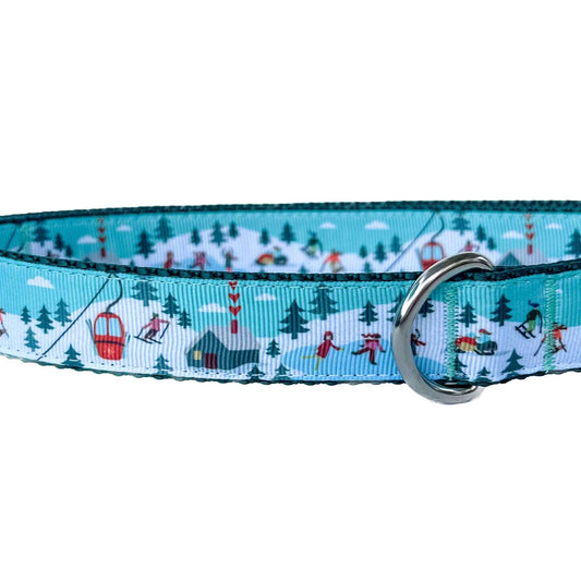 Holiday Snowy Ski Scene Winter Dog Collar