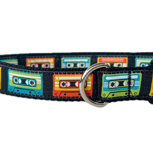 Retro Cassette Tapes Dog Collar