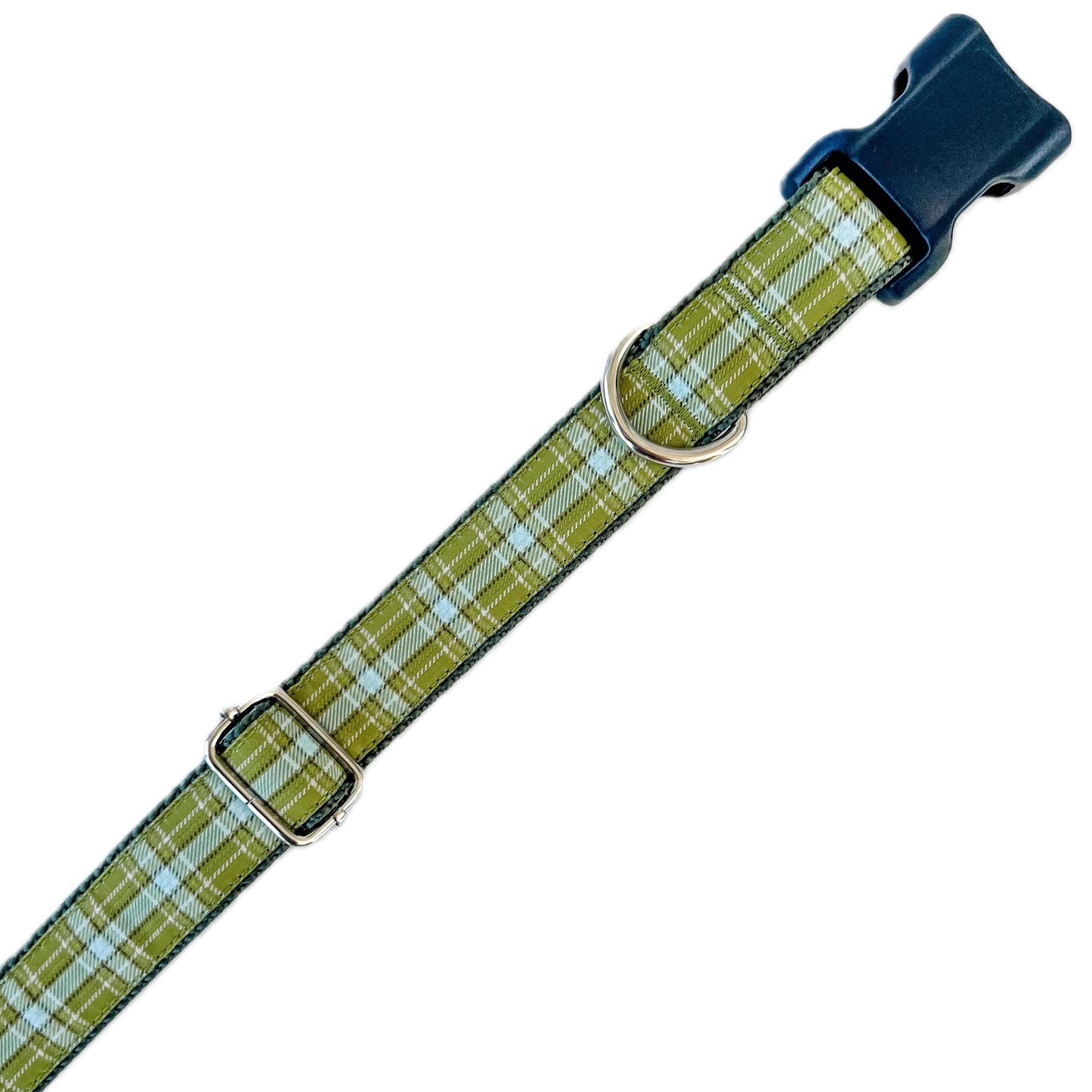 Fall Green and Blue Plaid Dog Collar