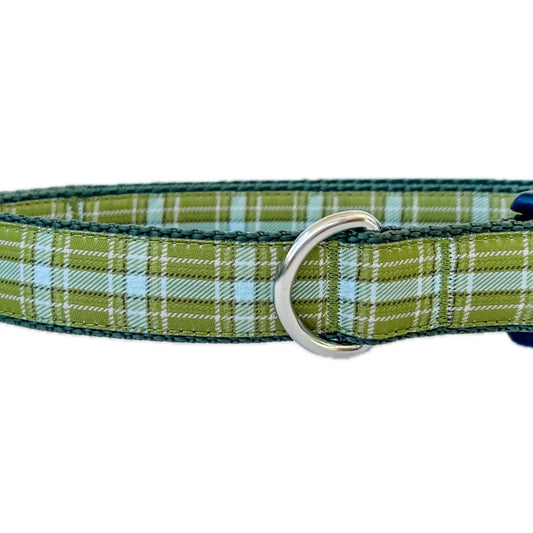Fall Green and Blue Plaid Dog Collar