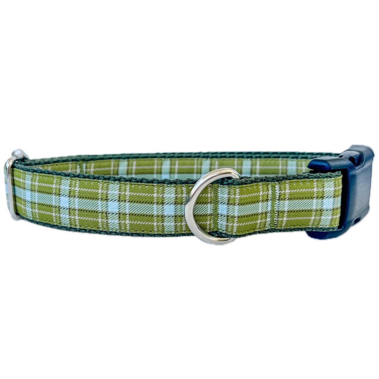 Fall Green and Blue Plaid Dog Collar
